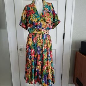 Vintage floral midi dress